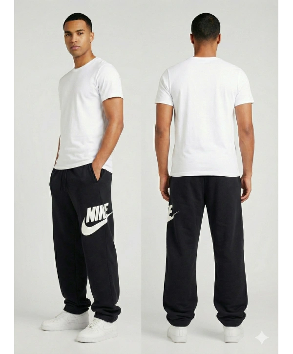 Erkek Beli Lastikli Bagy Kalıp Paçası Lastikli Eşofman -Siyah