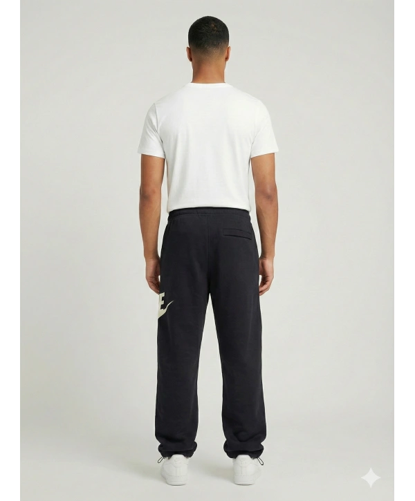 Erkek Beli Lastikli Bagy Kalıp Paçası Lastikli Eşofman -Siyah