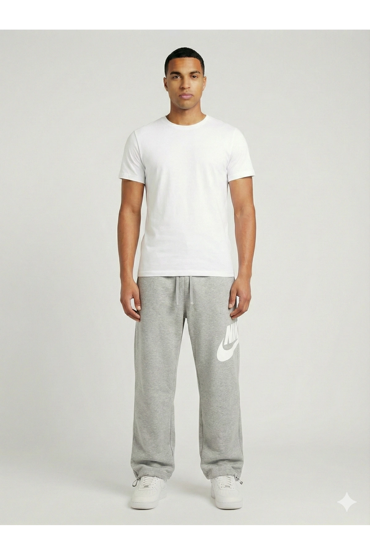 Erkek Beli Lastikli Bagy Kalıp Paçası Lastikli Eşofman -Gri