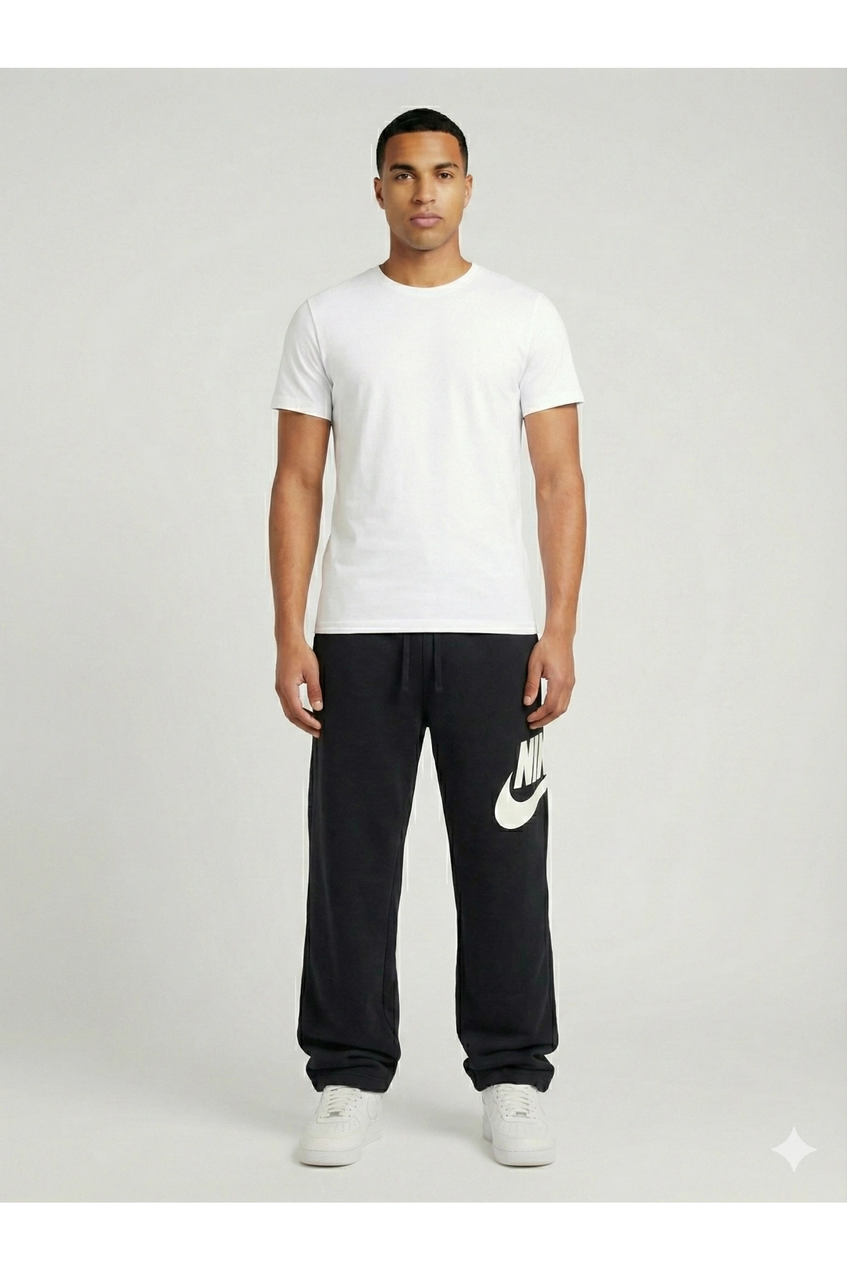 Erkek Beli Lastikli Bagy Kalıp Paçası Lastikli Eşofman -Siyah