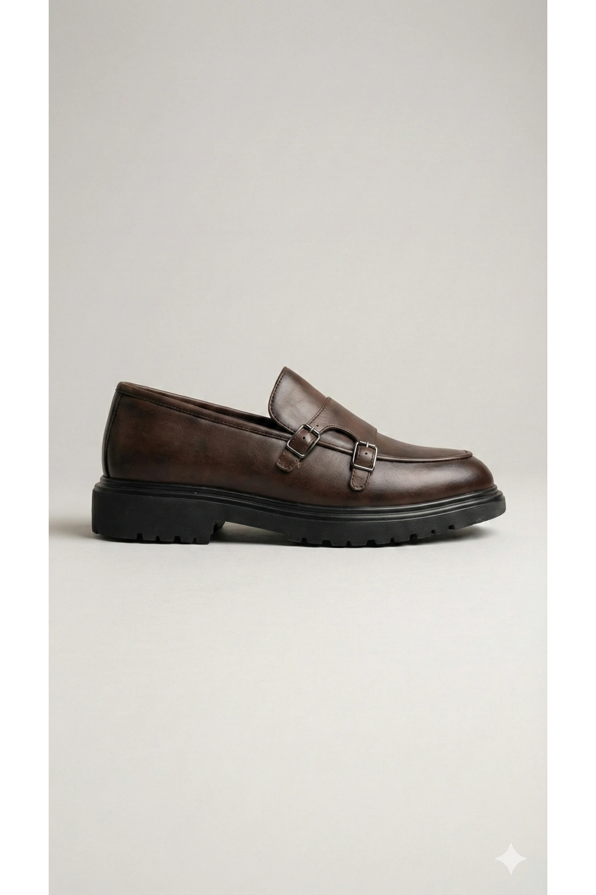 Erkek Eva Taban Bağcıksız Tokalı Klasik Ayakkabı- Kahverengi