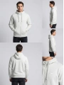 Erkek Normal Kalıp Tam Fermuarlı Kapüşonlü İki İplik Marka Sweatshirt -Gri