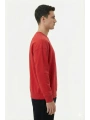 Erkek Owersize Önü Baskılı Düz Basic Sweatshirt- Kırmızı