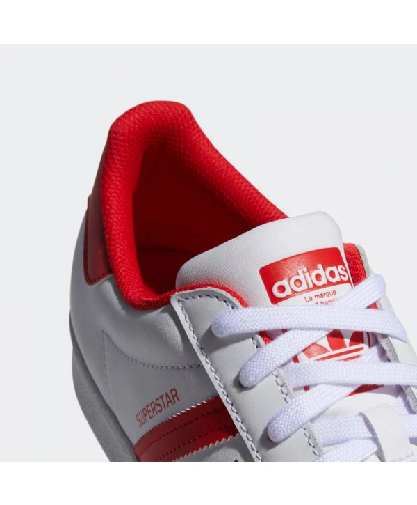 Unisex Deri Superstar Günlük Spor Ayakkabı-Beyaz-Kırmızı