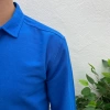 Erkek Dar Kesim Cepsiz Keten Gömlek- Mavi