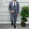 Erkek Dar Kesim Slimfit Yelekli Takımı Elbise-Mavi