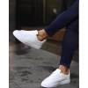 Erkek Sneakers Bağcıklı İnce Taban Spor Ayakkabı-Beyaz