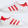 Unisex Deri Superstar Günlük Spor Ayakkabı-Beyaz-Kırmızı