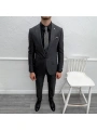 Erkek Dar Kesim Slimfit Yelekli Takımı Elbise-Füme