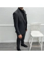 Erkek Dar Kesim Slimfit Yelekli Takımı Elbise-Füme