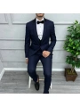 Erkek Dar Kesim Yakası Çıkabilen Damatlık Takım Elbise-Lacivert