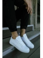 Yeni Sezon İnce Taban Günlük Spor  Bağcıklı Ayakkabı -Beyaz-Beyaz