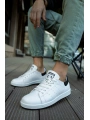 Yeni Sezon İnce Taban Günlük Spor  Bağcıklı Ayakkabı -Beyaz-Siyah
