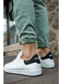 Yeni Sezon İnce Taban Günlük Spor  Bağcıklı Ayakkabı -Beyaz-Siyah