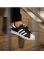 Unisex Deri Superstar Günlük Spor Ayakkabı-Siyah-Beyaz-Gold