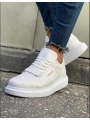 Erkek Yüksek Taban Günlük Spor Cırt Bantlı Rahat Ayakkabı -Beyaz-Beyaz
