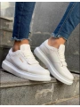 Erkek Yüksek Taban Günlük Spor Cırt Bantlı Rahat Ayakkabı -Beyaz-Beyaz