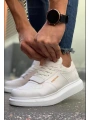 Erkek Yüksek Taban Günlük Spor Cırt Bantlı Rahat Ayakkabı -Beyaz-Beyaz
