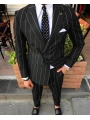Erkek Dar Kesim Kruvaze Likralı Takım Elbise-Kiremit