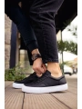 Yeni Sezon Erkek Tarz Casual Sneaker Günlük Spor Rahat Ayakkabı -Siyah-Beyaz
