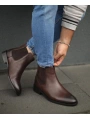 Yeni Sezon Erkek Eva Kösele Taban Bağcıksız Deri Cilt Chelsea Bot-Kahve