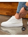 Erkek İçi Dışı Deri Eva Taban Sneakers Bağcıklı Spor Ayakkabı-Beyaz