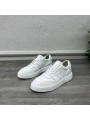 Erkek İçi Dışı Deri Eva Taban Sneakers Bağcıklı Spor Ayakkabı-Beyaz