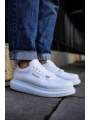 Erkek Yüksek Taban Günlük Spor Cırt Bantlı Rahat Ayakkabı -Beyaz-Beyaz