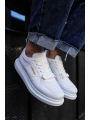 Erkek Yüksek Taban Günlük Spor Cırt Bantlı Rahat Ayakkabı -Beyaz-Beyaz