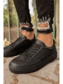 Yeni Sezon Erkek Tarz Casual Sneaker Günlük Spor Rahat Ayakkabı -Siyah-Siyah