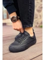 Yeni Sezon Erkek Tarz Casual Sneaker Günlük Spor Rahat Ayakkabı -Siyah-Siyah