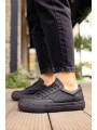 Yeni Sezon Erkek Tarz Casual Sneaker Günlük Spor Rahat Ayakkabı -Siyah-Siyah