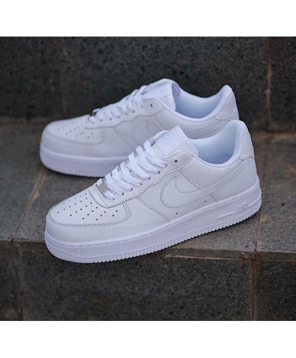 Unisex Deri Airforce Günlük Spor Ayakkabı-Beyaz