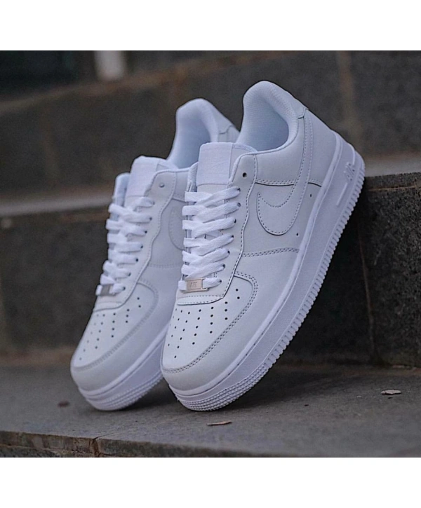 Unisex Deri Airforce Günlük Spor Ayakkabı-Beyaz