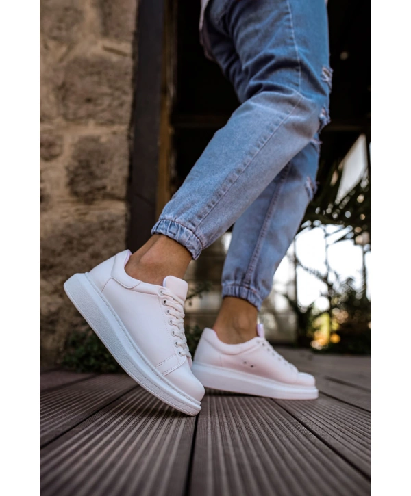 Yeni Sezon Erkek Tarz Casual Sneaker Günlük Spor Rahat Ayakkabı -Beyaz-Beyaz