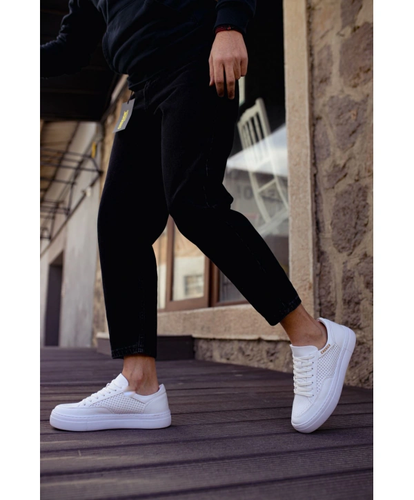 Yeni Sezon Erkek Tarz Casual Sneaker Günlük Spor Rahat Ayakkabı -Beyaz-Beyaz