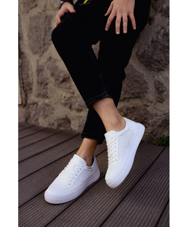 Yeni Sezon Erkek Tarz Casual Sneaker Günlük Spor Rahat Ayakkabı -Beyaz-Beyaz