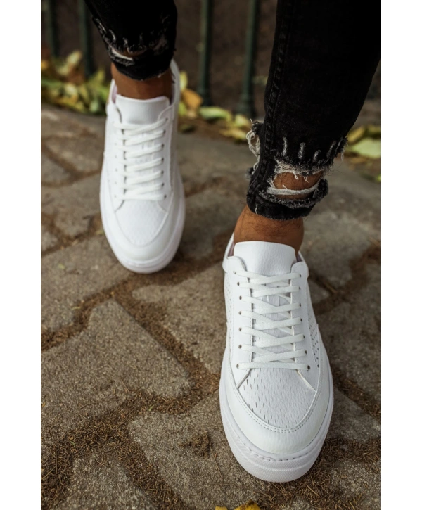 Yeni Sezon Erkek Tarz Casual Sneaker Günlük Spor Rahat Ayakkabı -Beyaz-Beyaz