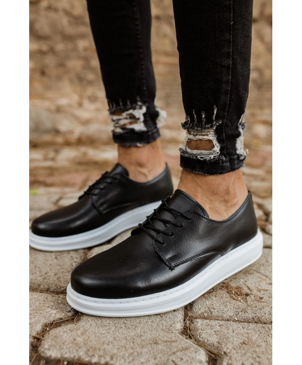 Yeni Sezon Erkek Tarz Casual Sneakers Günlük Spor Rahat Ayakkabı-Siyah-Beyaz