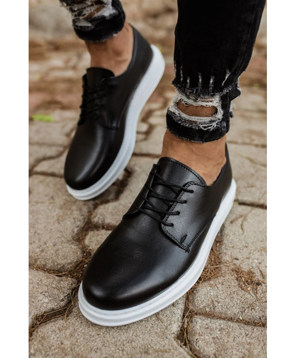 Yeni Sezon Erkek Tarz Casual Sneakers Günlük Spor Rahat Ayakkabı-Siyah-Beyaz