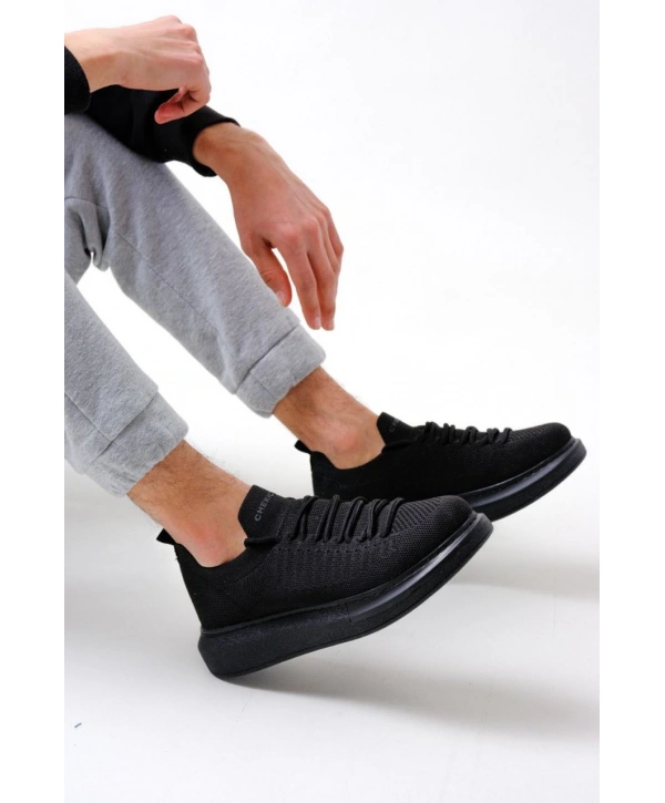 Erkek Tarz Casual Sneaker Günlük Spor Bez Ayakkabı -Siyah-Siyah