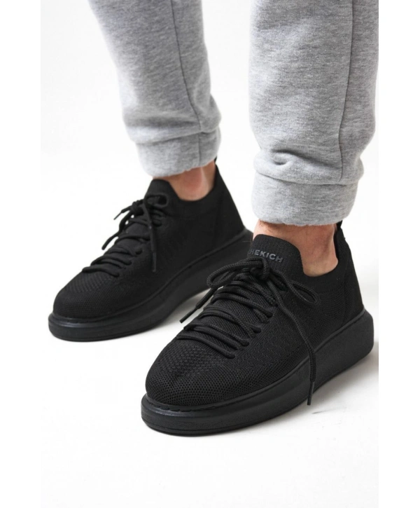 Erkek Tarz Casual Sneaker Günlük Spor Bez Ayakkabı -Siyah-Siyah