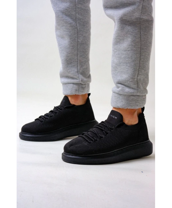 Erkek Tarz Casual Sneaker Günlük Spor Bez Ayakkabı -Siyah-Siyah
