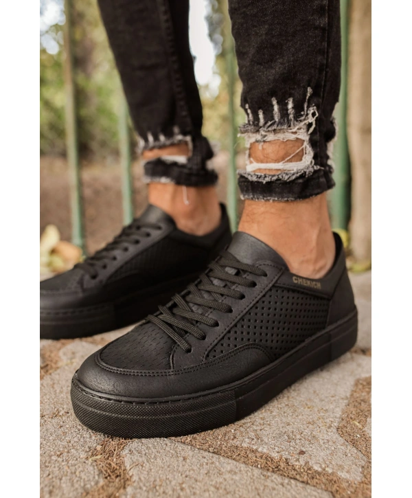 Yeni Sezon Erkek Tarz Casual Sneaker Günlük Spor Rahat Ayakkabı -Siyah-Siyah