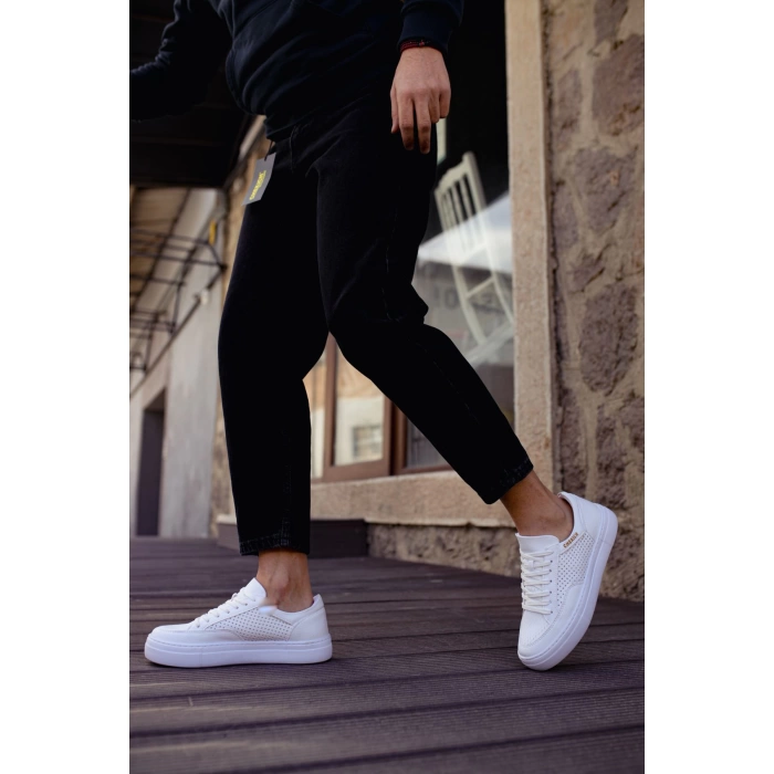 Yeni Sezon Erkek Tarz Casual Sneaker Günlük Spor Rahat Ayakkabı -Beyaz-Beyaz