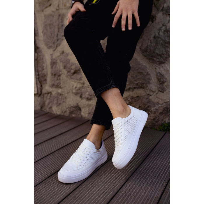 Yeni Sezon Erkek Tarz Casual Sneaker Günlük Spor Rahat Ayakkabı -Beyaz-Beyaz