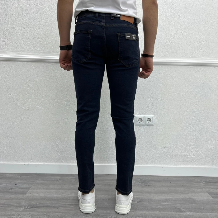 Erkek Dar Kesim Silimfit  Likralı Kot Pantolon-Koyu Lacivert