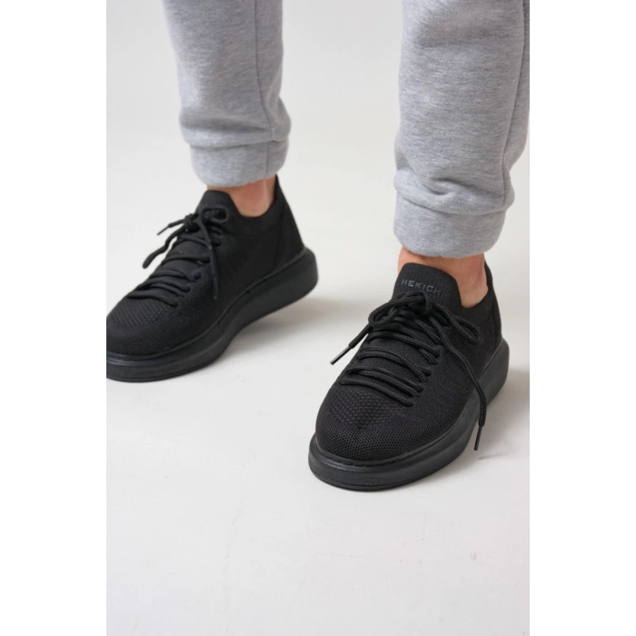 Erkek Tarz Casual Sneaker Günlük Spor Bez Ayakkabı -Siyah-Siyah