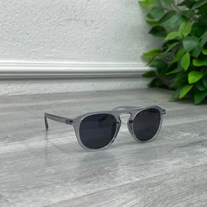 Erkek Unisex Oval Çerçeve Kemik Güneş Gözlügü -Gri
