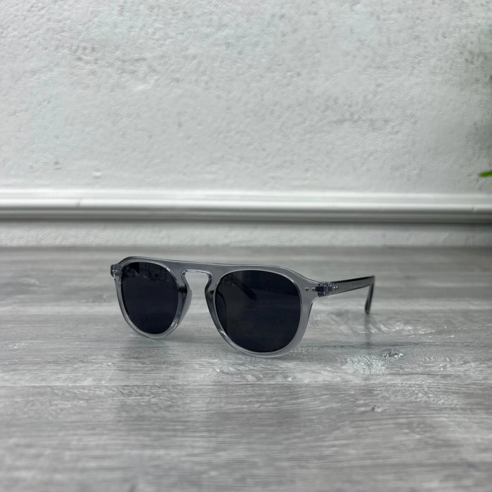 Erkek Unisex Oval Çerçeve Kemik Güneş Gözlügü -Gri